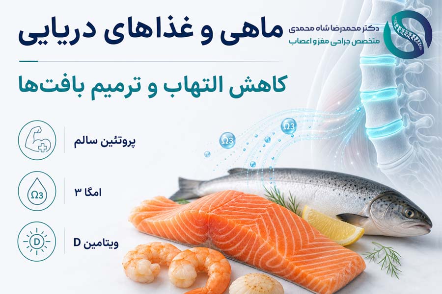 تاثیر مصرف ماهی و غذاهای دریایی در بهبود بعد از عمل دیسک کمر - دکتر محمدرضا شاه محمدی